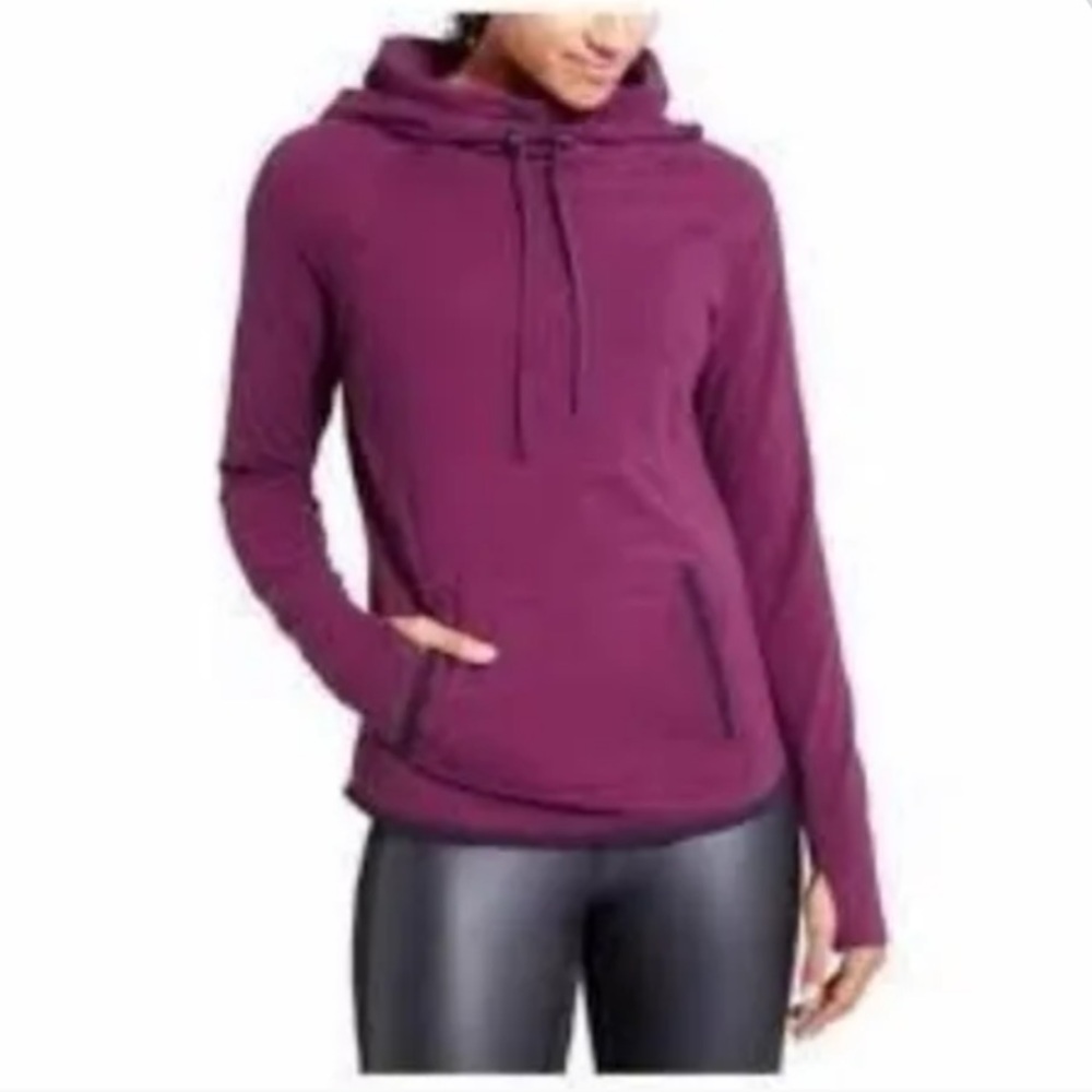 Athleta Sentry Cowl Neck Hooded Pullover in Wine